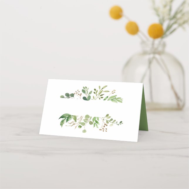 Botanical Dream Rustic Greenery Place Cards (Front)