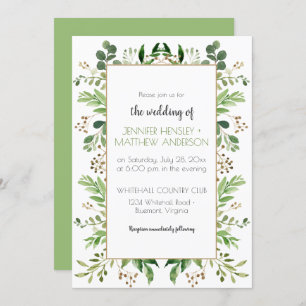 Botanical Dream Vertical Rustic Greenery Frame   Invitation