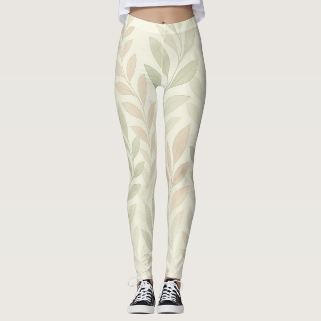 Botanical Drift – Soft Nature-Inspired Leggings  (Front)