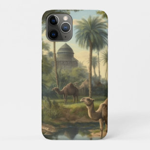 Botanical: dromedaries in the jungle near a river iPhone 11 pro case