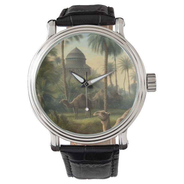 Botanical: dromedaries in the jungle near a river watch (Front)