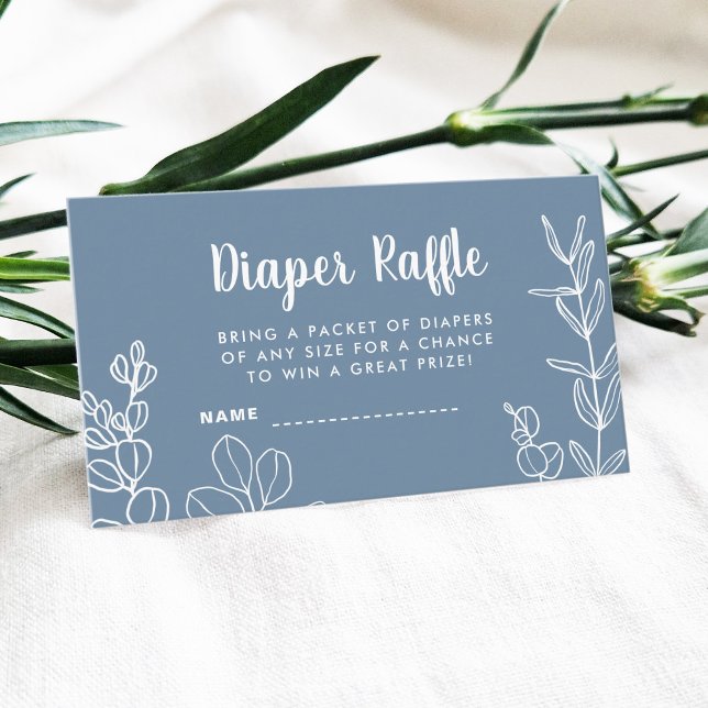 Botanical Dusty Blue Diaper Raffle Enclosure Card (Creator Uploaded)