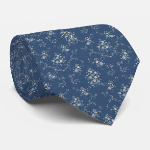 Botanical Dusty Blue & Flowers Tie