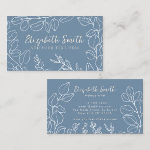 Botanical Dusty Blue Minimalist Business Card
