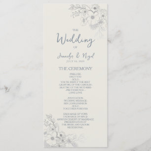 Botanical Dusty Blue Wedding Program Programme