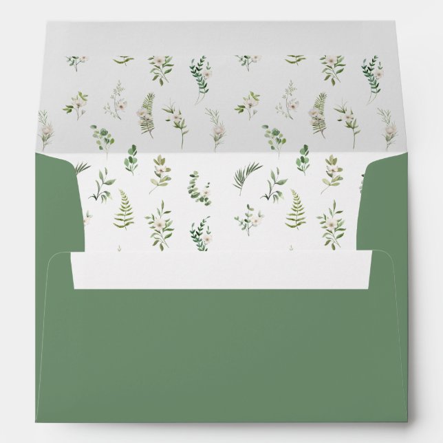 Botanical dusty green greenery wedding Envelope (Back (Bottom))