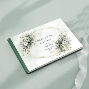 Botanical Dusty Green Watercolor Wedding Guest Boo Book