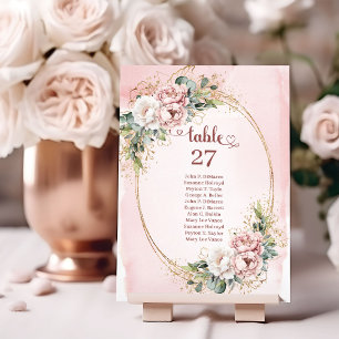 Botanical Dusty Pink Floral Greenery Table Numbers