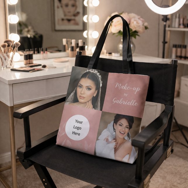 Botanical Dusty Rose Boho Photo White Script Logo Tote Bag (Creator Uploaded)