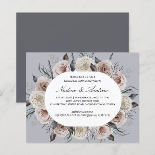 Botanical Dusty Rose Grey Wedding rehearsal dinner