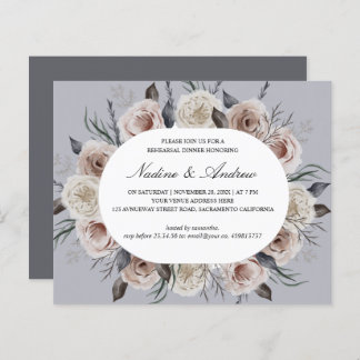 Botanical Dusty Rose Grey Wedding rehearsal dinner