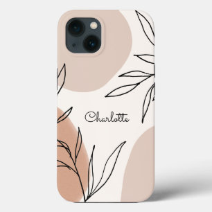 Botanical Earth Tone Splashes with Name iPhone 13 Case