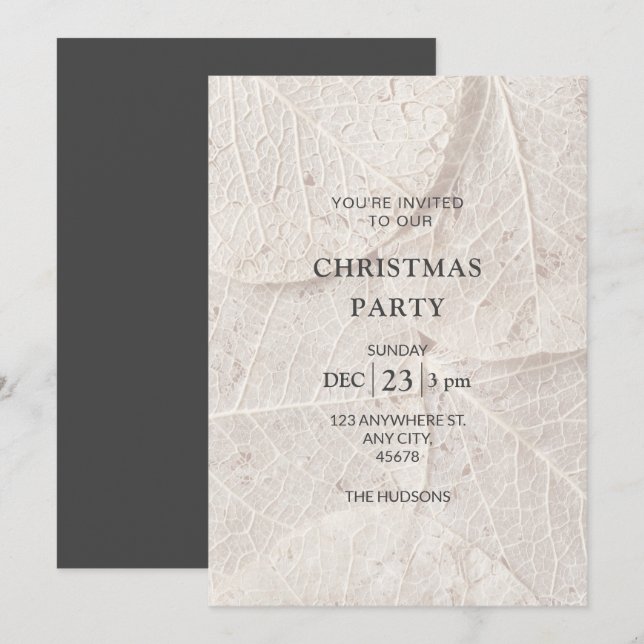 Botanical Ebony & Ivory Christmas Holiday Party  Card (Front/Back)