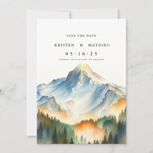 Botanical Editable Mountain Save The Date (Front)