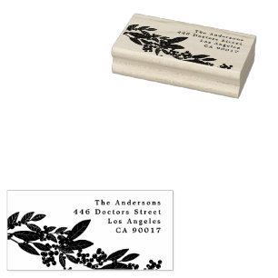 Botanical Elegance Christmas Return Address Rubber Stamp