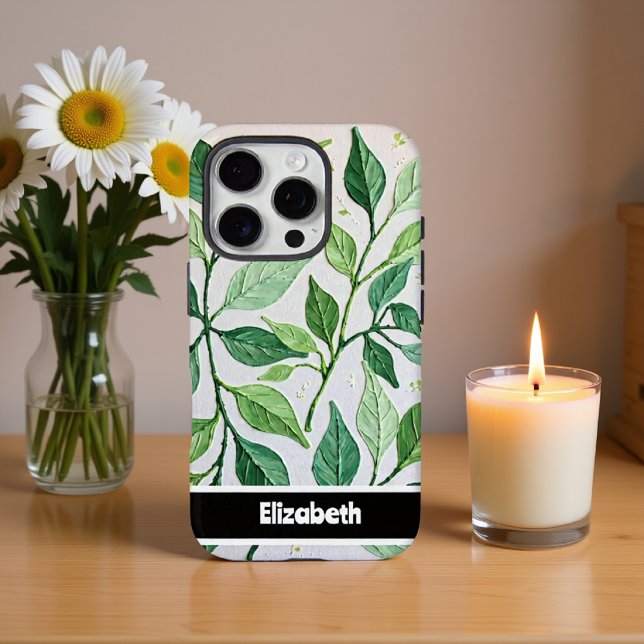 Botanical Elegance Green Leafy Flower Case-Mate iPhone Case (Creator Uploaded)