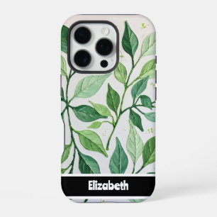 Botanical Elegance Green Leafy Flower iPhone 16 Pro Case