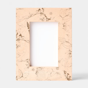 Botanical Elegance – Hand-Drawn Floral Wooden Pict Etched Frames
