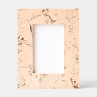 Botanical Elegance – Hand-Drawn Floral Wooden Pict Etched Frames