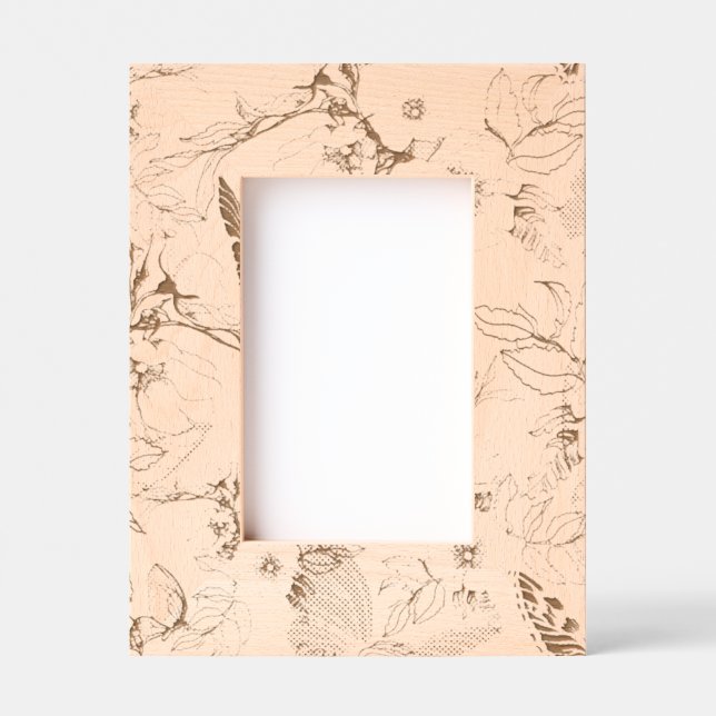 Botanical Elegance – Hand-Drawn Floral Wooden Pict Etched Frames (Front)