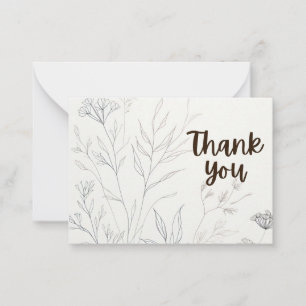 Botanical Elegance: Minimalist Thank You Flat Note Card