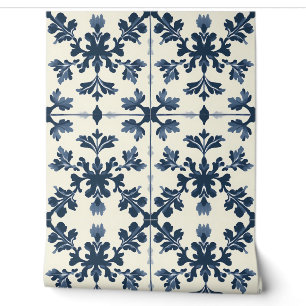 Botanical Elegance - Navy and Ivory - Traditional Wallpaper