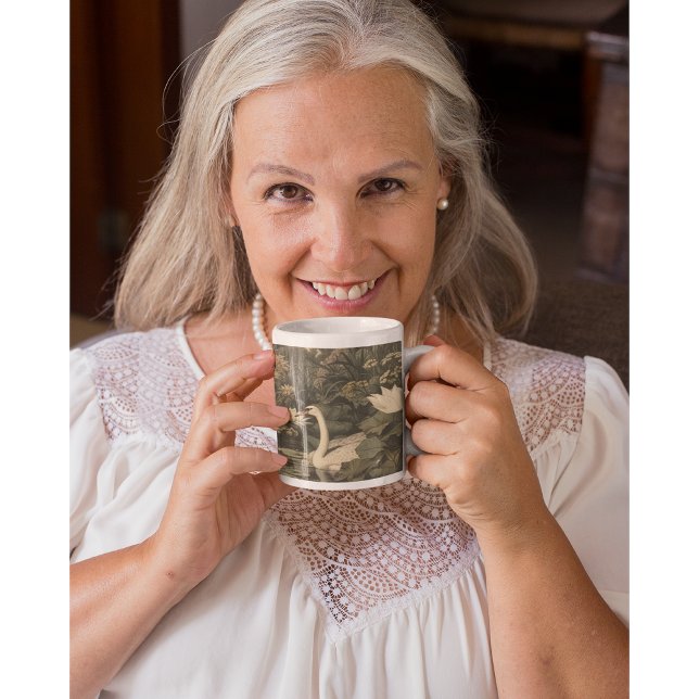 Botanical Elegance – Swan in the Forest Bone China Mug (Creator Uploaded)