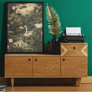 Botanical Elegance – Swan in the Forest Poster