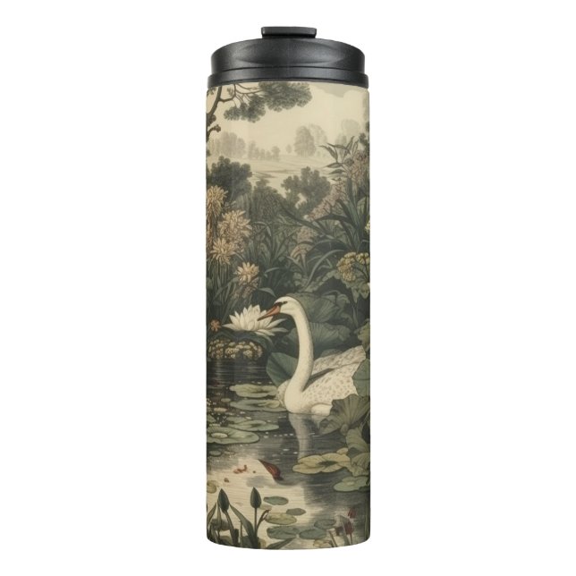 Botanical Elegance – Swan in the Forest Thermal Tumbler (Front)