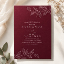 Botanical Elegant Burgundy Modern Wedding