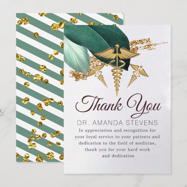 Botanical Elegant Doctor | Nurse Thank You Card (Front/Back)