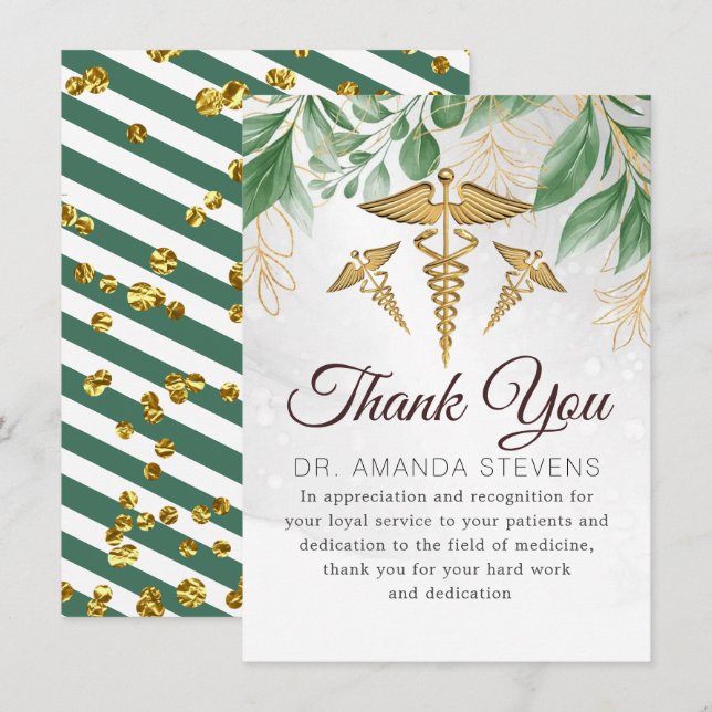 Botanical Elegant Doctor | Nurse Thank You Card (Front/Back)
