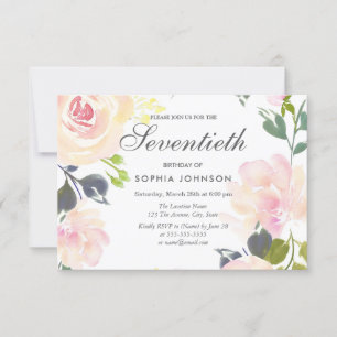 Botanical Elegant Floral 70th Birthday Invite