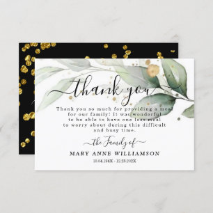 Botanical Elegant Funeral Food Thank You Card
