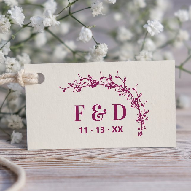 Botanical Elegant Garland Initials Wedding Rubber Stamp (Creator Uploaded)