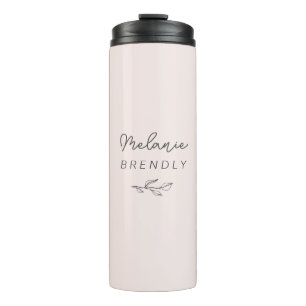 Botanical Elegant Modern Minimalist Pink Thermal Tumbler