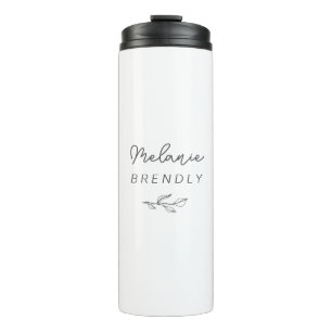Botanical Elegant Modern Minimalist White Thermal Tumbler