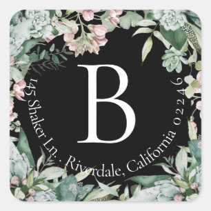 Botanical Elegant Monogram Return Address Label