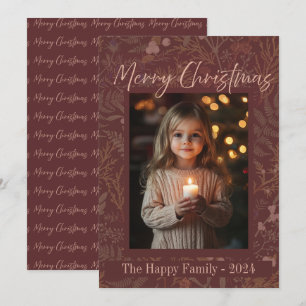 Botanical Elegant Photo Merry Christmas Holiday Card