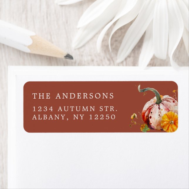 Botanical Elegant Pumpkins Fall Return Address (Insitu)