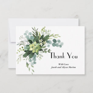 Botanical, elegant succulent   thank you card