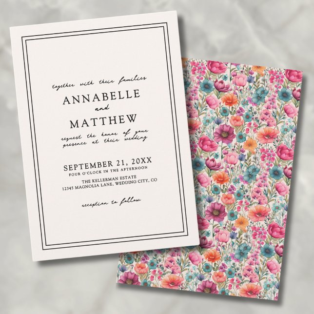Botanical Elegant Sunset Colours Wildflower Weddin Invitation (Botanical Elegant Sunset Colors Wildflower Wedding Invitation)