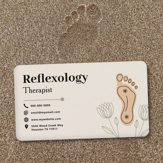 Botanical Elements & Footprint - Reflexology Business Card (Botanical Elements & Footprint - Reflexology Business Card)