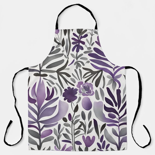 Botanical Elements in Purple  Apron (Front)