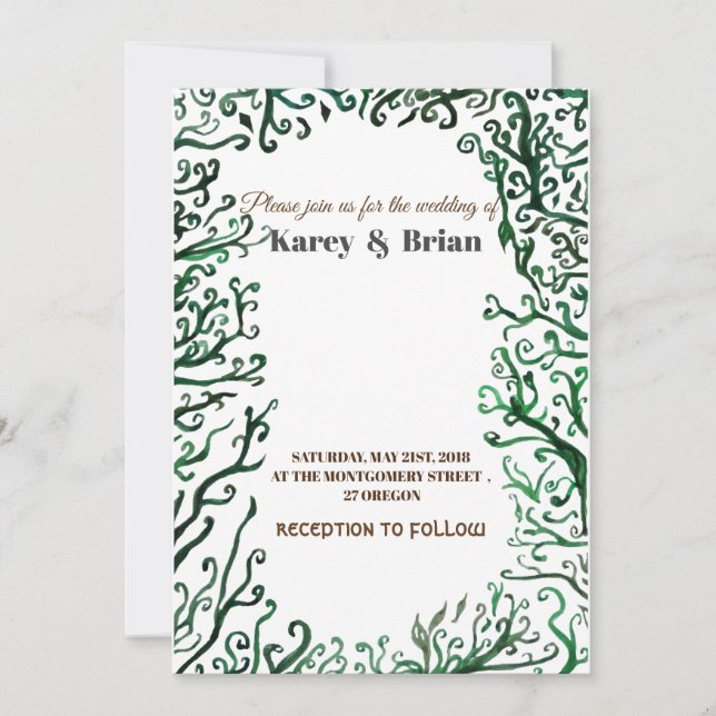 Botanical Elements Wedding Card (Front)