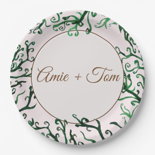 Botanical Elements, Wedding  Custom Paper Plates (Front)