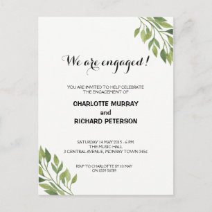 Botanical engagement party invitation postcard