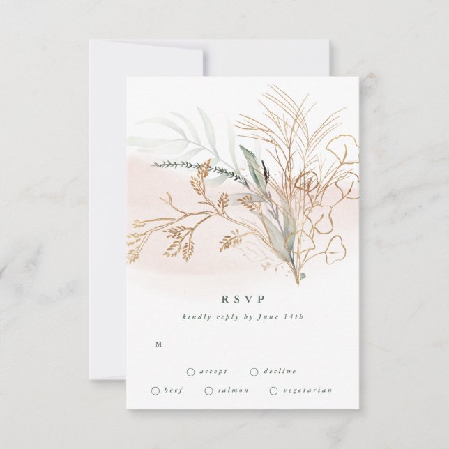 Botanical Eucalyptus Abstract Modern Greenery Moss RSVP Card (Front)