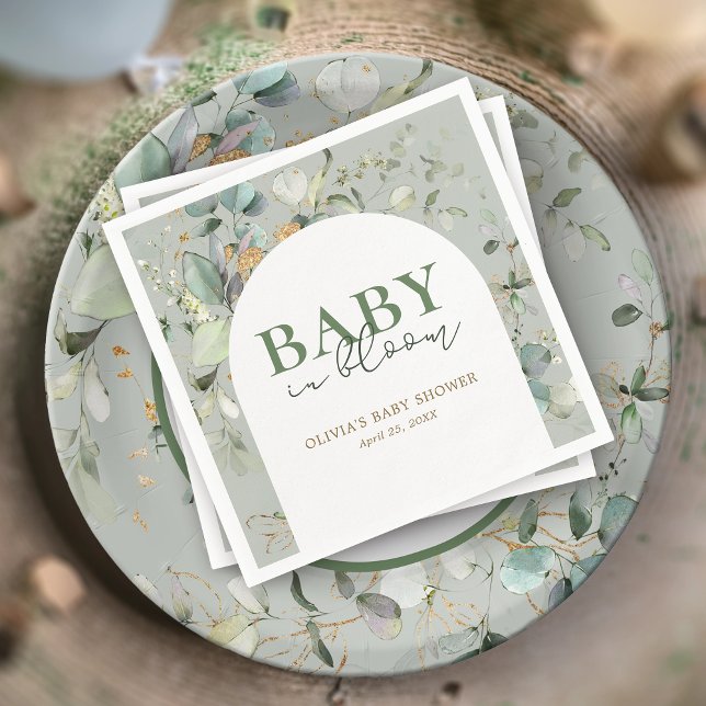 Botanical Eucalyptus Arch Baby Shower Napkin (Creator Uploaded)