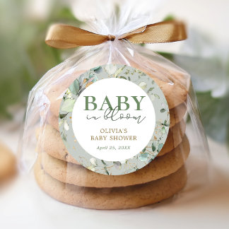 Botanical Eucalyptus Baby Shower Classic Round Sticker